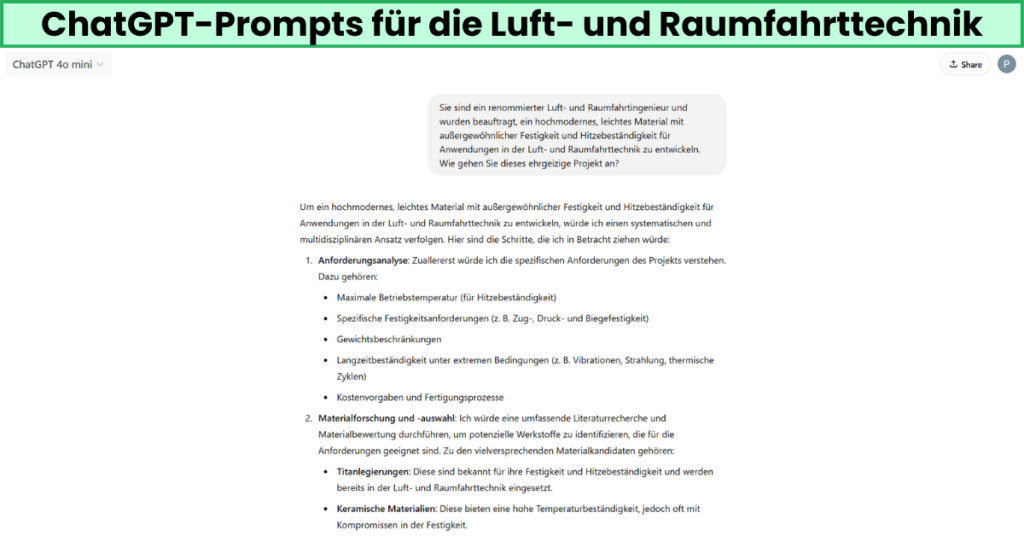 28+ ChatGPT-Prompts für die Luft- und Raumfahrttechnik