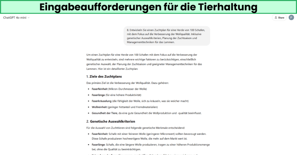 Eingabeaufforderungen für die Tierhaltung