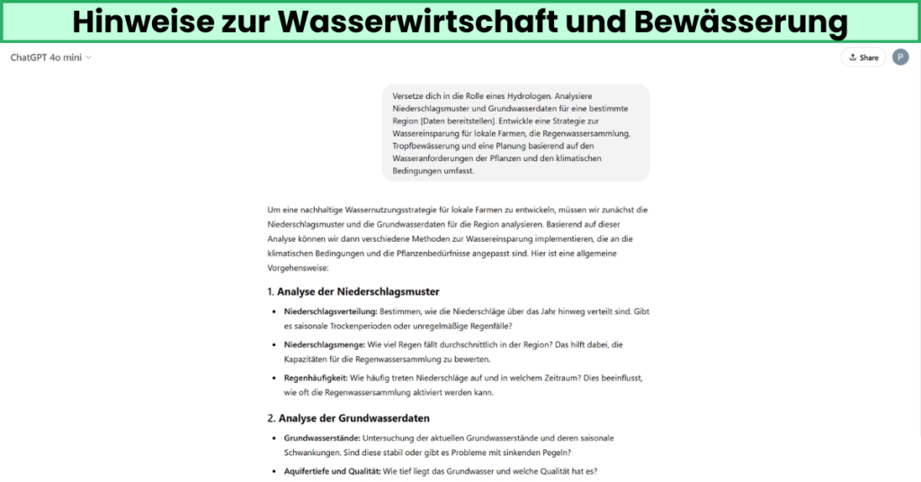 Hinweise zur Wasserwirtschaft und Bewässerung
