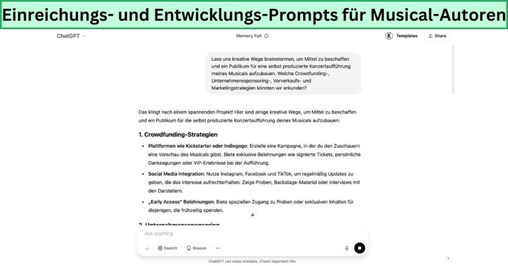 Einreichungs- und Entwicklungs-Prompts für Musical-Autoren