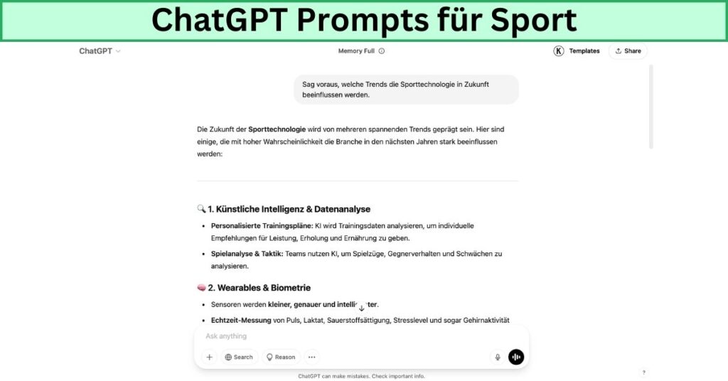 ChatGPT Prompts für Sport