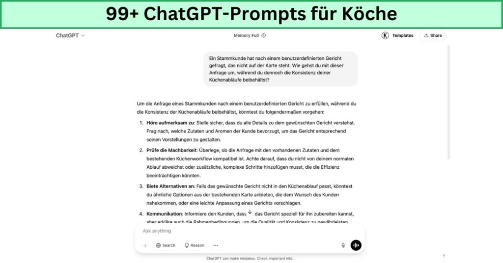 99+ ChatGPT-Prompts für Köche